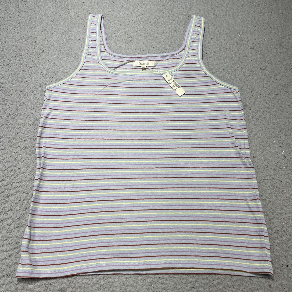 Madewell Tank Top Womens Medium Multicolor Stripe‎ Scoop Neck 100% Cotton